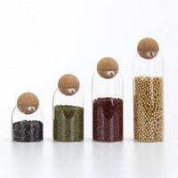 Pot en verre cylindrique transparent en borosilicate avec couvercle en liège vide pour bougies et diffuseurs de parfum - Décoration de Noël pour la maison et fournitures d'artisanat
