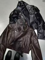 Veste bomber en peau de mouton véritable avec logo personnalisé CJ, style ample, nouvelle veste courte en PU pour femme, col double, style motard