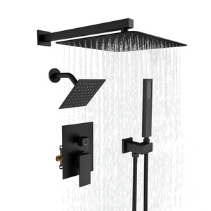 Cross-border 12-inch Concealed Wall-mounted Three-function Handheld Top <b>Spray</b> Double Shower Head Rain Shower <b>Set</b> American Hotel - Product Image 2