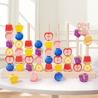 Jouet éducatif en bois à perles en forme de fruits, ensemble de blocs d'assemblage, 40 pièces, thème animaux et nature, modèle de réflexion pour enfants