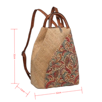 Sac à dos en cuir de liège style bohème chic pour femme, design naturel imperméable pour la plage et les voyages