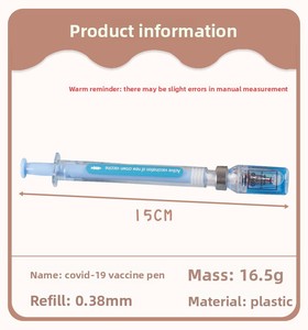 Ontwerp van een plastic vaccinatiespuit, 0,5 mm gelpen, leuk schoolkrijt voor studenten, waterpen voor verpleegkundigen en artsen - Product Image 6