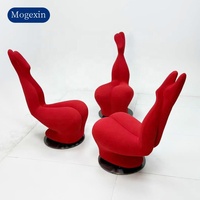 Fauteuil d'appoint français moderne de conception unique en rouge décontracté et créatif avec un motif floral unique pour appartement, villa, chambre à coucher, salle à manger
