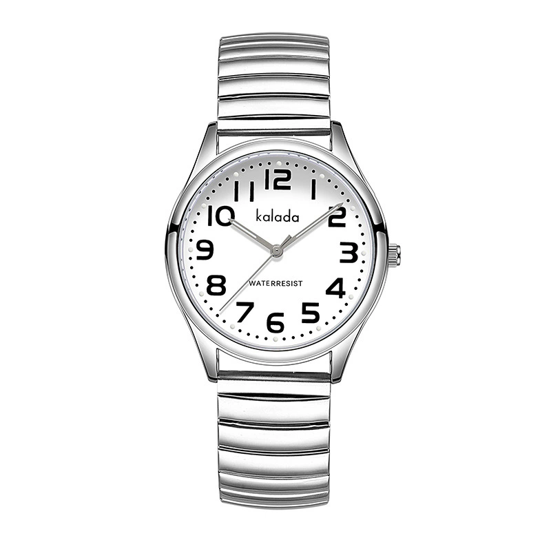 Bracelet à ressort, cadran blanc, style femme.