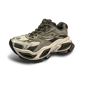 Women's Sporty <b>Basketball</b>-Style Casual Sports Running Sneakers Genuine <b>Leather</b> Walking Shoes Height Increasing Cushioning Rubber - Product Image 5