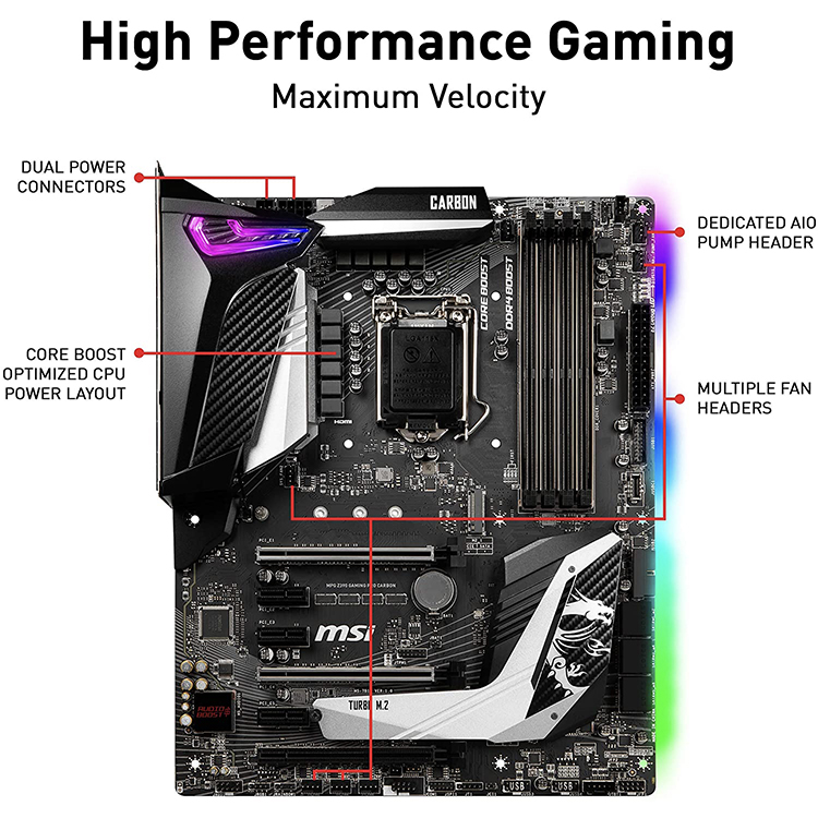マザーボード MSI MPG Z390 Gaming Pro Carbon LGA1151 MSI MPG Z390 Gaming PRO Carbon LGA1151 (Intel 8th and 9th Gen) M.2