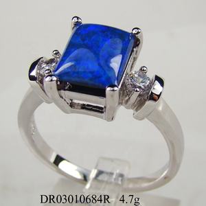 خاتم فضة استرليني عيار 925 بسعر الجملة، مرصع بحجر الأوبال الأزرق المكسيكي، خاتم نسائي أنيق، موديل DR03010684R - Product Image 3