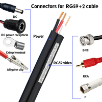 Câble coaxial RG59 RJ59 en mousse PE pour caméra de sécurité CCTV, directement de l'usine, avec 2 câbles d'alimentation