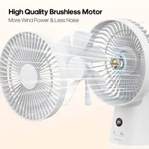 Rechargeable 3600mAh Portable Mini Desktop Fan Night Light Silent High Wind 5 Speed Air Cooler Small Desk Fan