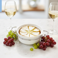 Plat à brie en céramique de porcelaine blanche moderne et écologique avec support métallique, résistant au lave-vaisselle, durable, pour la maison et les entreprises