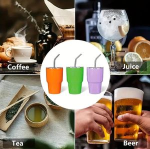 ชุดแก้วช็อตขนาดเล็ก 6 ชิ้น ขนาด 2 ออนซ์ พร้อมฝาปิดและหลอดดูด แก้วหลากสีสัน แก้วน่ารัก สแตนเลสสตีล แก้วเก็บความร้อนสุญญากาศสองชั้น - Product Image 4