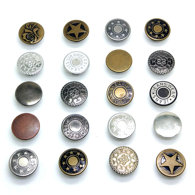 Custom Exquisite Eco-friendly Brass Buttons with Rivets Rectangle Lace Design Plating for Jeans and Clothes