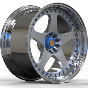 Weiya Spiegel politur Lippen Silber Mitte mit Poish PCD Bereich mit blauen Schrauben Custom 2 Stück geschmiedete Leichtmetall felgen für Nissan GTR - Product Image 1