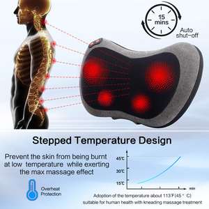 Neck back <b>shoulders</b> buttocks waist massager heated car <b>pillow</b> shiatsu vibration headrest cervical spine support headrest - Product Image 4