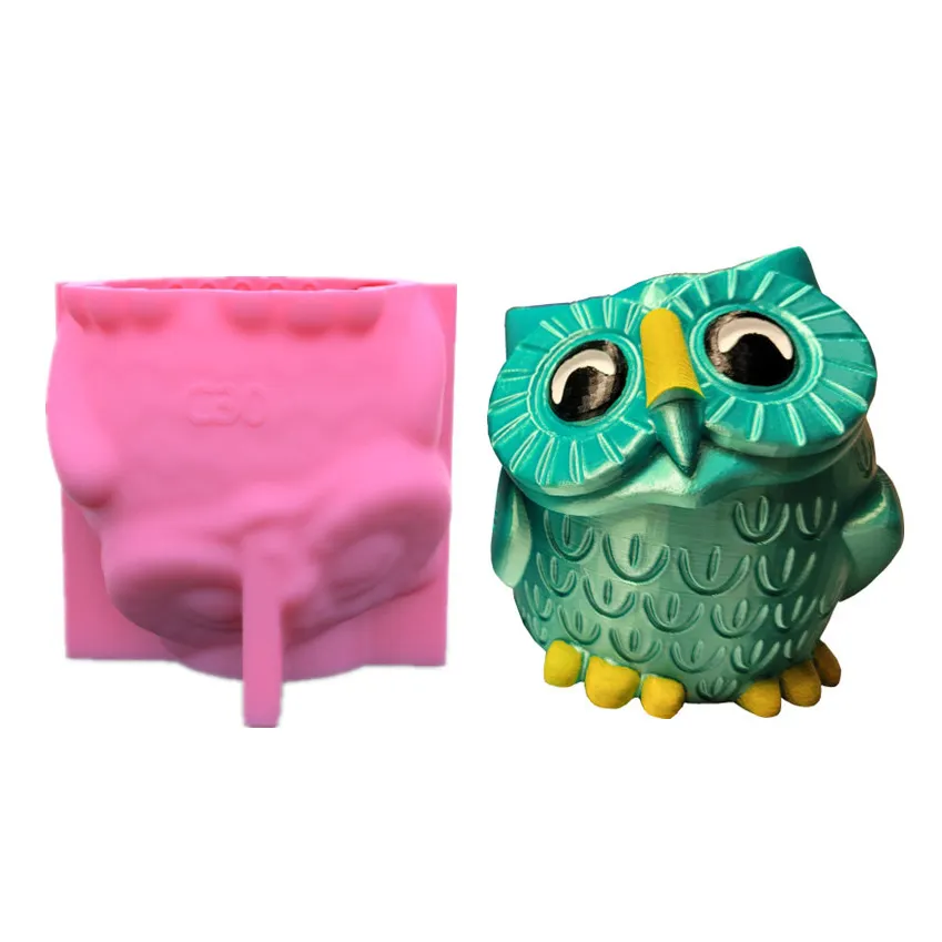 Easy operating 3D cartoon vivid tilted head owl DIY silicone mold