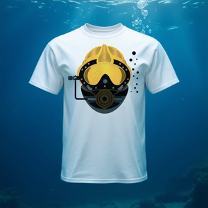 Camiseta de Hombre con Estampado de Casco de Buzo Comercial, Cuello Redondo, Manga Corta, Algodón Blanco, Impresión Digital, Ropa Promocional - Product Image 3