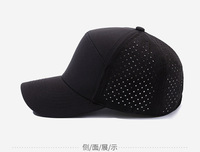 Casquettes de baseball respirantes de haute qualité à séchage rapide, 6 panneaux, perforées au laser, logo brodé personnalisé, maille structurée, style sportif