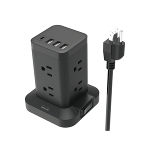 Protection contre les surtensions multiprise 8 prises station de charge de tour d'alimentation avec prise 3usb et 1 type c - Product Image 1