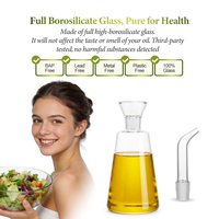 Bouteille Distributrice d'Huile d'Olive en Verre 220ml & 425ml, Carafe à Huile et Vinaigre avec Bec Verseur, Carafe à Huile d'Olive pour Cuisine et Barbecue
