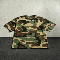 T-shirt camouflage surdimensionné pour homme avec logo personnalisé, en coton épais, style vintage jungle, streetwear, fabricant de vêtements personnalisés