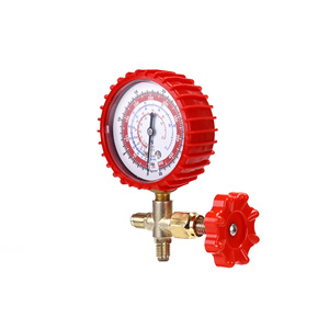 Refrigerant Charging Gauge Valve Set High Low Pressure Air <b>Conditioner</b> Repair Tool With Red Blue Hoses And Pressure Meter - Product Image 3
