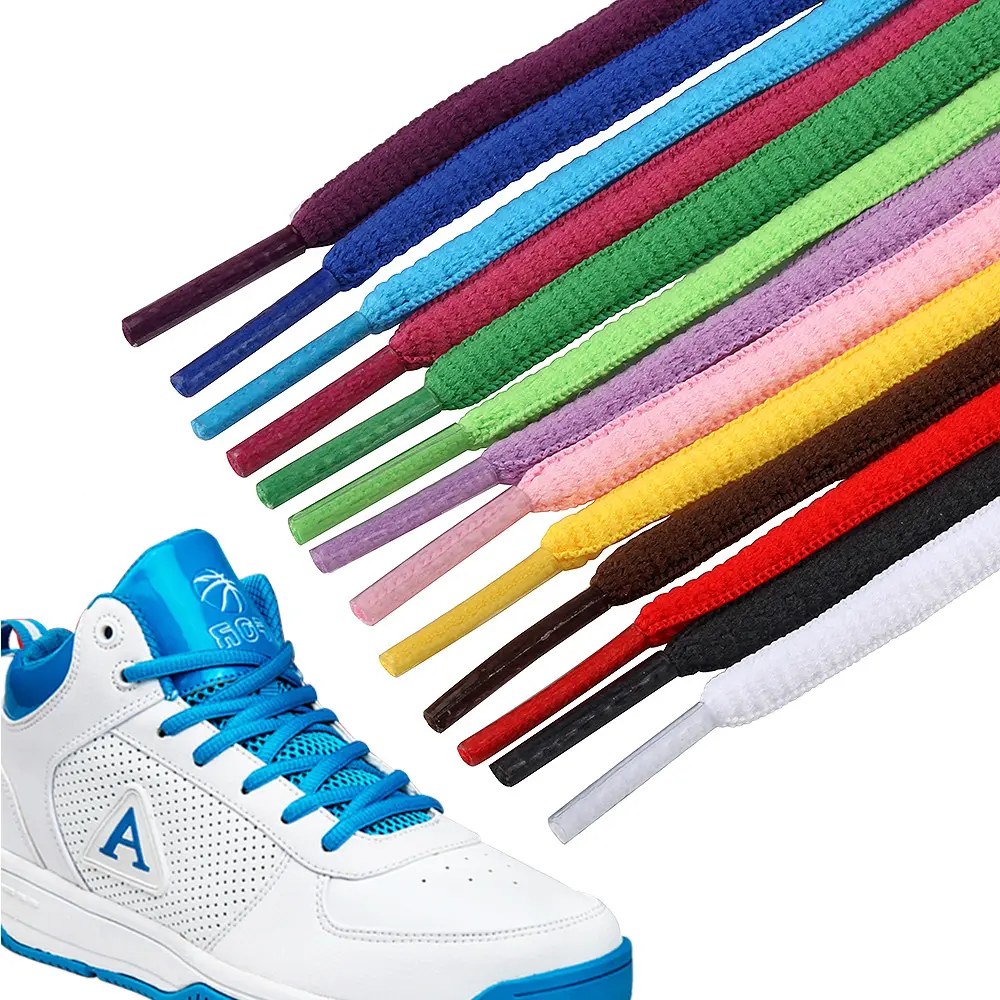 Customized Length 29 Colors 8mm Width Shoe Laces Flat Shoelaces For Sneakers