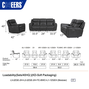 MANWAH CHEER Sofá Seccional Eléctrico de Cuero Genuino de Lujo, Moderno y en Oferta, Juego de Sofás de <span class=keywords><strong>3</strong></span>, 2 y 1 Plaza para Sala de Estar - Product Image 6