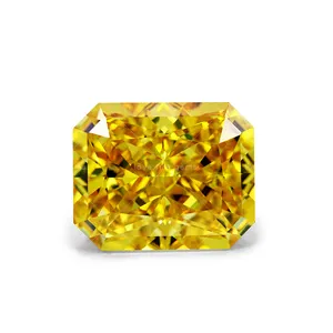 4K fancy cutting octagon cut synthetic cubic zirconia stone golden yellow color crushed ice cut cz