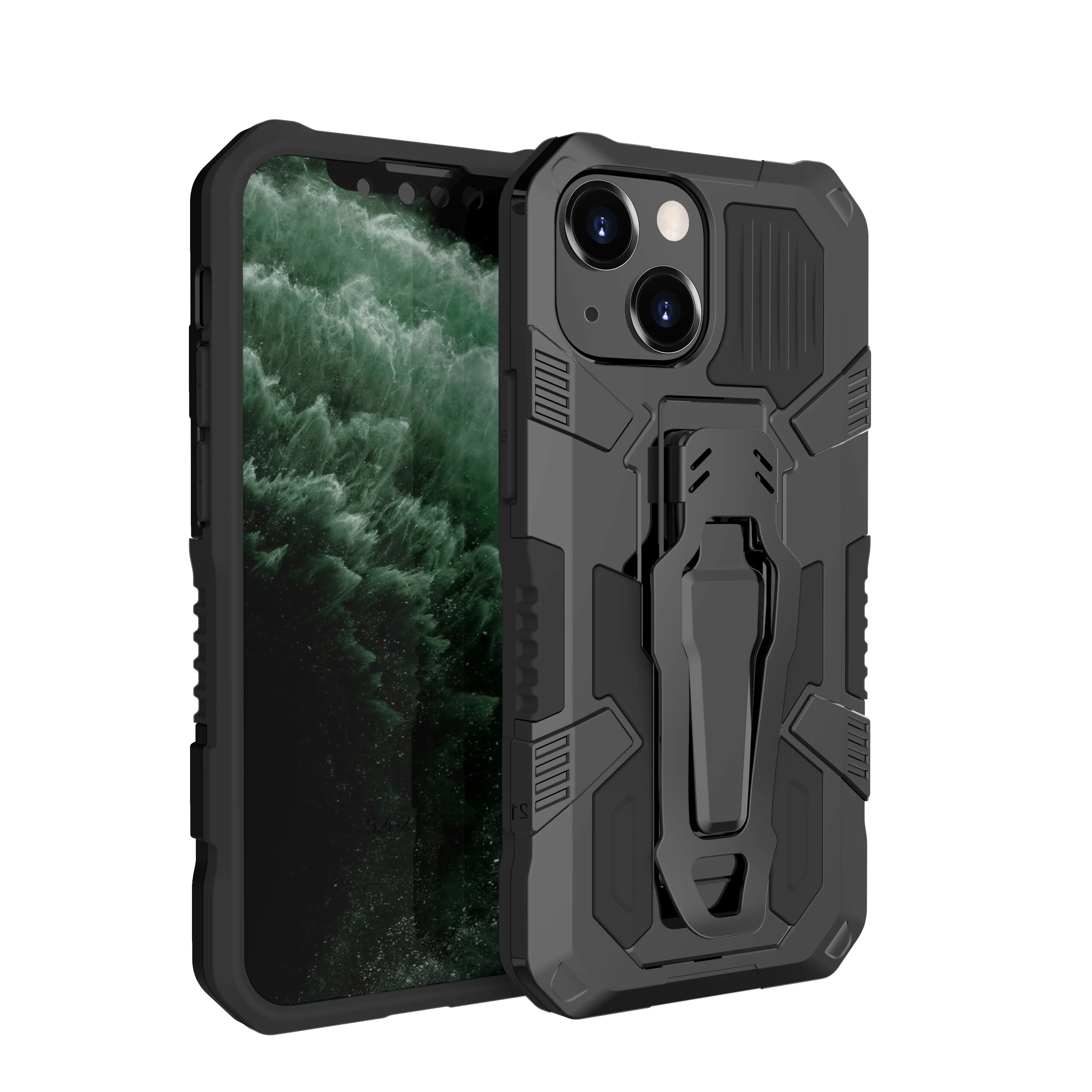 Good Quality MechWarrior Shockproof Armor Case For iphone14 Pro Belt Clip Kickstand Robot Back Cover for Iphone13 Pro Max