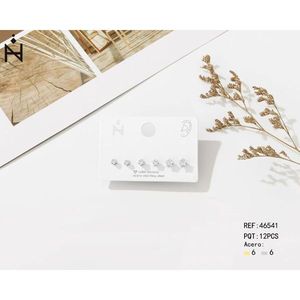 Orecchini a Perno con Zirconi Bianchi Pentagonali 4mm 5mm 6mm, Gioielli Raffinati - Product Image 1