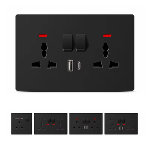 OEM ODM フレームレス ブラック 英国規格 壁コンセント オンオフスイッチとデュアル充電ポート付き - Product Image 4