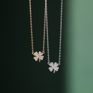 <span class=keywords><strong>Collana</strong></span> in <span class=keywords><strong>Argento</strong></span> S925 con Ciondolo a <span class=keywords><strong>Quadrifoglio</strong></span> in Zircone Rosa, Gioiello Personalizzato per Matrimonio e Fidanzamento - Product Image 1