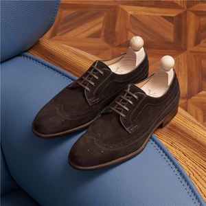 New Business Casual Stylish Versatile Men's British Formal Square Lace-Up Suede Brogue Oxford Shoes Lightweight Breathable - Product Image 6