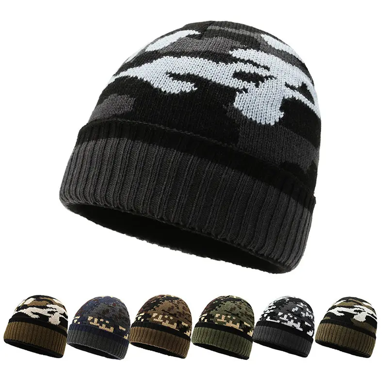 New style Men's camo and fleece knit hat