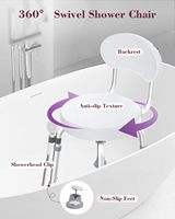 360 °   Chaise de douche pivotante antidérapante avec dossier pour personnes âgées et handicapées, banc de bain rotatif réglable pour seniors