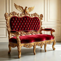 Fauteuil de luxe français en bois massif, style aigle, pour villa, salon, mobilier européen baroque, canapé en velours rouge et bois sculpté doré
