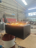 Table de foyer extérieur à gaz en acier au carbone de haute qualité, personnalisée et exclusive, avec système de chauffage pour les fêtes de jardin