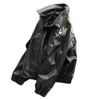 Blouson universitaire homme en similicuir, imperméable, coupe-vent, à capuche, col montant, épais, style vintage, service OEM, pas cher