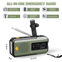 Hete Aanbieding Handaangedreven Zonne-energie Noodradio's met 3 LED Zaklampen 2000mah Powerbank Smartphone Oplader