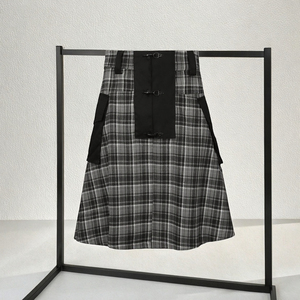 New Spring and Summer Cross-border Unisex Irish Plaid Wool Kilt Apron Scottish Utility <b>Skirt</b> Black Knight - Product Image 3