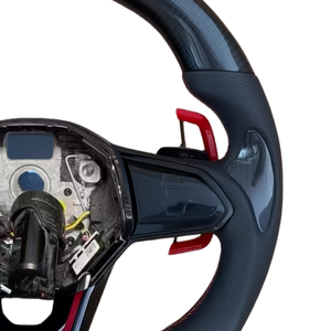 Volant en cuir et fibre de carbone personnalisé pour Volkswagen Polo Scirocco Golf 6 Golf 7 MK7 MK7.5 MK8 Bora Santana <span class=keywords><strong>Caddy</strong></span> - Product Image 4