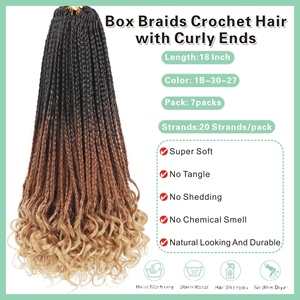 Extensiones de Cabello de Crochet con Trenzas en Caja y Puntas Rizadas, 20 Pulgadas, 70g, Cabello de Crochet para Trenzas Bohemias, Más Vendidas - Product Image 5