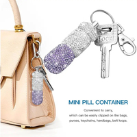 Plein de cristal fantaisie amovible pilulier portable pilulier étanche porte-clés mousseux mignon portable boîte en métal