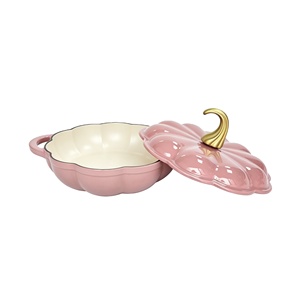 <span class=keywords><strong>Cocotte</strong></span> décorative <span class=keywords><strong>en</strong></span> <span class=keywords><strong>fonte</strong></span> émaillée de style français, forme citrouille, pour service et cuisson - Product Image 4