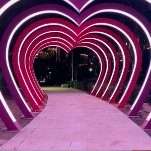 LED Outdoor Holiday Street Garden Park Square Decoration Time Tunnel Waterproof Metal Arch 3D Theme Light