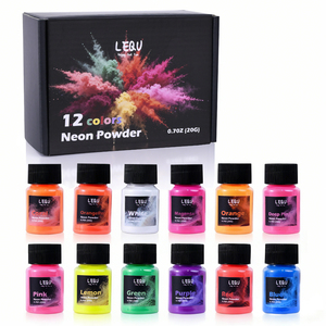 LE.Q.U Poudre de paillettes néon rose lumineuse 12 couleurs, poudre flash UV pour la décoration des ongles et l'artisanat - Product Image 1
