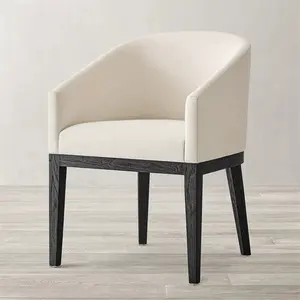家用家具餐厅酒店餐厅椅子现代设计木质亚麻布艺椅子