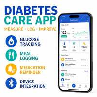 Développement d'une application de gestion du diabète de qualité supérieure pour iOS et Android avec suivi du glucose et enregistrement des repas LionCreate