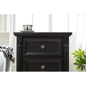 Farmhouse Style 3 <b>Drawer</b> Sofa <b>Side</b> <b>Table</b> Tall Rustic Wood Square Nightstand Wooden Base Roman - Product Image 6