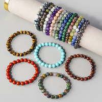 Bracelet extensible en perles de cristal de 8 mm, bracelet de guérison en pierres précieuses mélangées, perles rondes, vente en gros